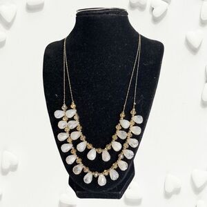 Pastel Pink Teardrop Two Chain Necklace